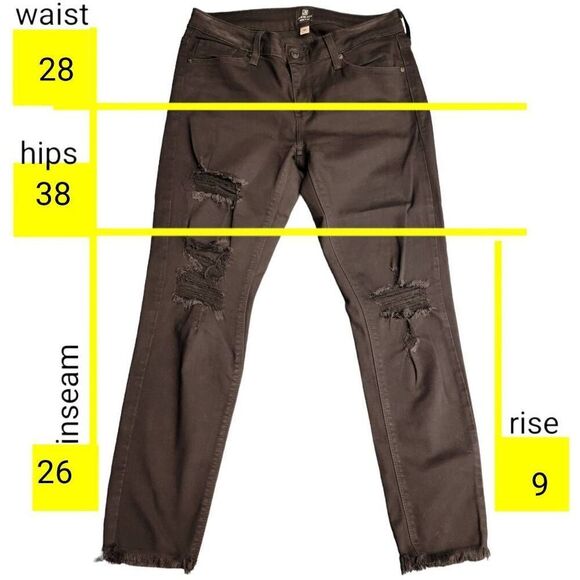 Just Black Cropped Distressed Ripped Raw Hem Torn Up Black Jeans - Picture 4 of 13